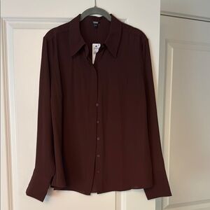 Express Rich Brown Button-Up Shirt